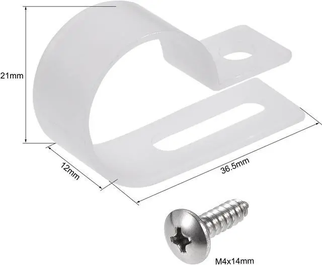 Alt view image 2 of 5 - 19mm Nylon R Type Cable Clip Wire Clamp with Screws White 50pcs