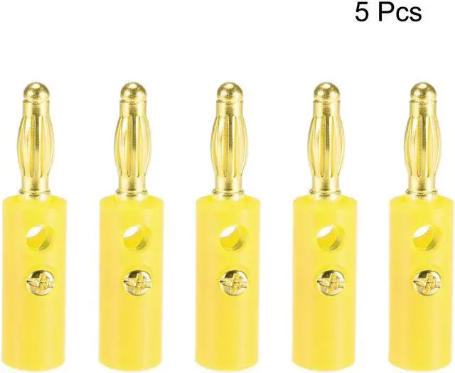 Alt view image 2 of 3 - 4mm Banana plugs Speaker Wire Cable Screw Plugs Connectors Yellow 5pcs Jack Connector