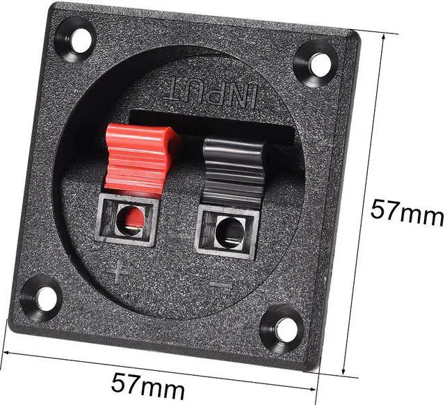 Alt view image 2 of 4 - 2 Ways Spring Speaker Terminal Clip Push Release Connector Audio Cable Terminals Strip Block Black Red WP2-7 2Pcs