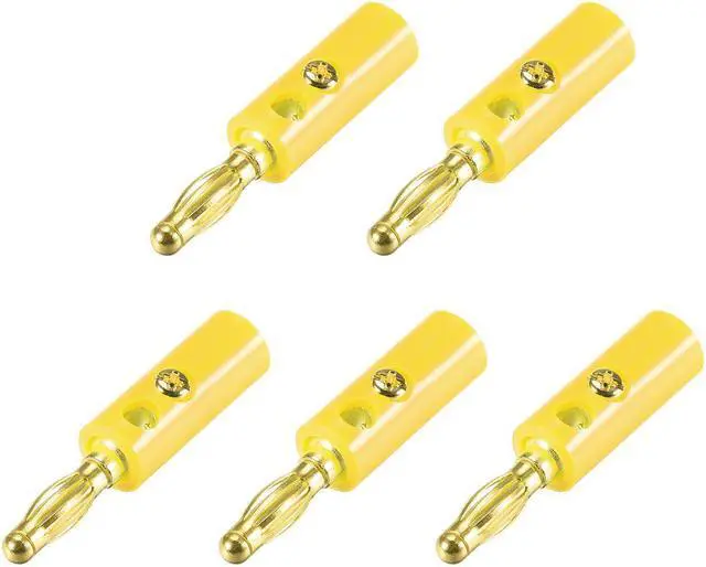 Main image of 4mm Banana plugs Speaker Wire Cable Screw Plugs Connectors Yellow 5pcs Jack Connector