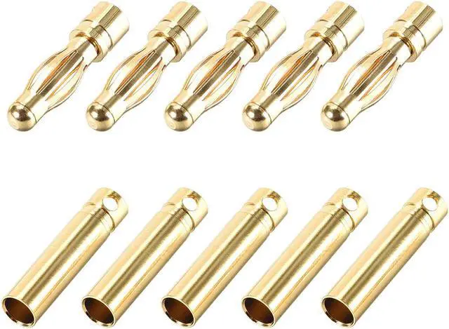 Main image of 4mm Male and Female Banana Speaker Plug Cable Connectors Gold Tone Jack Connector 5 Pairs