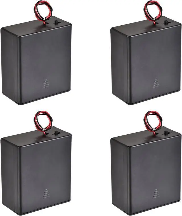 Main image of Battery Case Storage Box 2 Slots x 1.5V 2-Wire Lead ON/OFF Switch for 2 x D Battery with Cover 4 Pcs