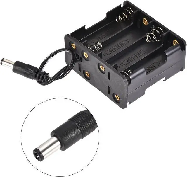 Alt view image 4 of 6 - Battery Case Storage Box 8 Slots x 1.5V DC Connector Wired Lead for 8 x AA Battery 4Pcs