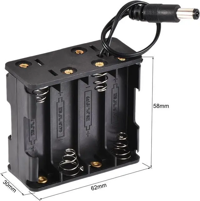 Alt view image 2 of 6 - Battery Case Storage Box 8 Slots x 1.5V DC Connector Wired Lead for 8 x AA Battery 4Pcs