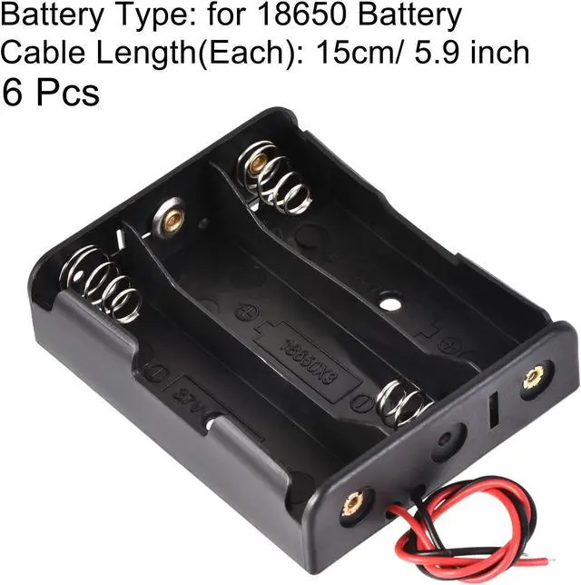 Alt view image 3 of 6 - Battery Case Storage Box 3 Slots x 3.7V 2-Wire Lead for 3 x 18650 Battery 6 Pcs