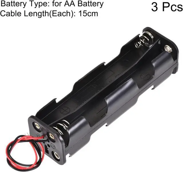Alt view image 3 of 6 - Battery Case Storage Box 8 Slots x 1.5V 2-Wire Lead for 8 x AA Battery 3 Pcs