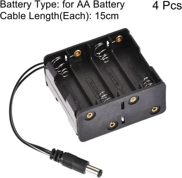 Alt view image 3 of 6 - Battery Case Storage Box 8 Slots x 1.5V DC Connector Wired Lead for 8 x AA Battery 4Pcs