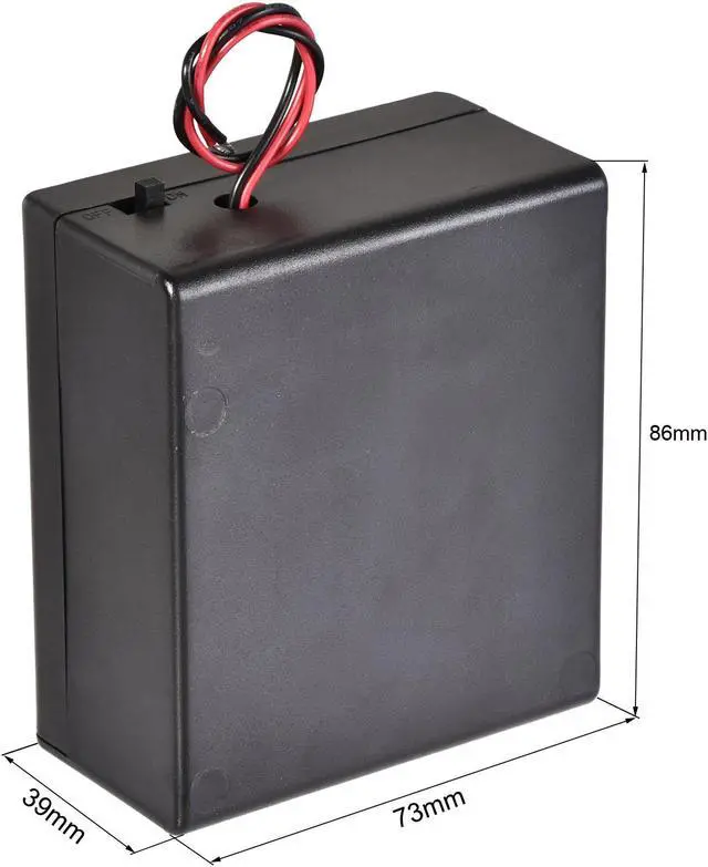Alt view image 2 of 6 - Battery Case Storage Box 2 Slots x 1.5V 2-Wire Lead ON/OFF Switch for 2 x D Battery with Cover 4 Pcs