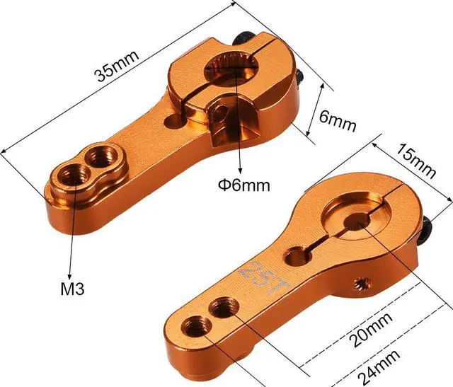 Alt view image 3 of 4 - 5PCS 25T Aluminum Servo Horns M3 Threads Metal Steering Arm for Futaba Savox Xcore RC Car Truck Buggy Airplane - Orange