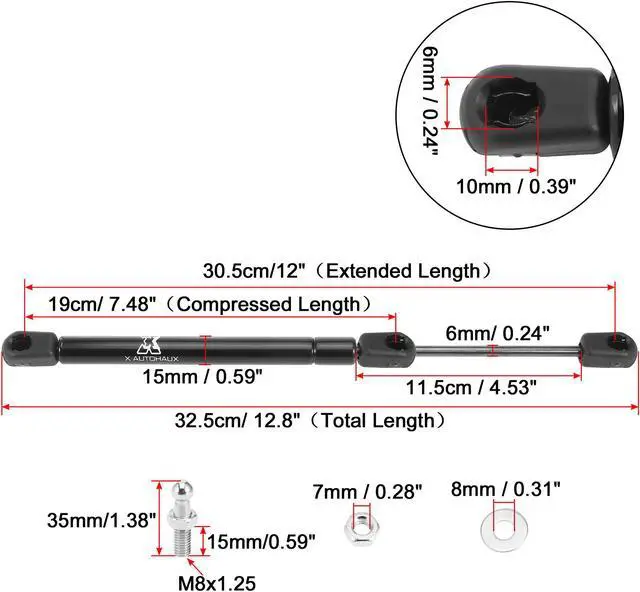 Alt view image 2 of 7 - 2pcs 12inch 40Lb Black Universal Gas Spring Shock Lift Supports Gas Struts for RV Car Boat