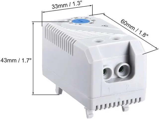 Alt view image 2 of 6 - Mechanical Thermostat, KTS011 0-60 Adjustable Compact Normally Open(N.O) Temperature Controller Switch