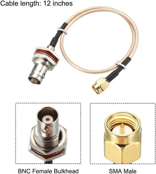 Alt view image 2 of 4 - SMA Male to BNC Female Bulkhead RF Coaxial Cable RG316 Coax Cable 12 Inches 2pcs