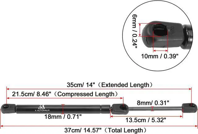 Alt view image 2 of 7 - 2pcs 14inch 24 Lb/107N Black Universal Gas Spring Shock Lift Supports Gas Struts for RV Car Boat