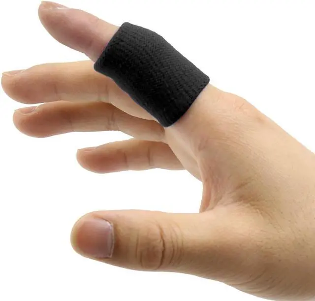 Alt view image 2 of 3 - 10pcs Black Cotton Stretch Sport Anti-dislocation Protect Finger Sleeve Support