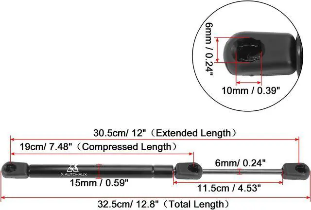 Alt view image 2 of 7 - 2pcs 12inch 24Lb/107N Black Universal Gas Spring Shock Lift Supports Gas Struts for RV Car Boat