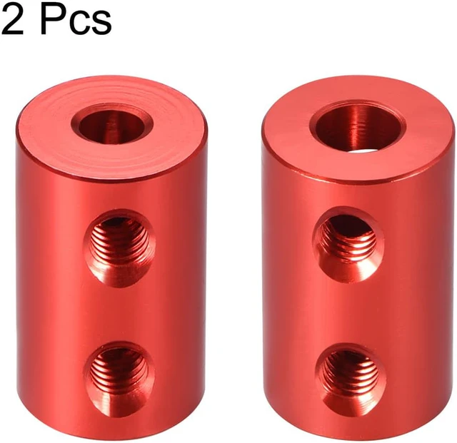 Alt view image 2 of 3 - Shaft Coupling 4mm to 5mm Bore L20xD12 Robot Motor Wheel Rigid Coupler Connector Red 2 PCS