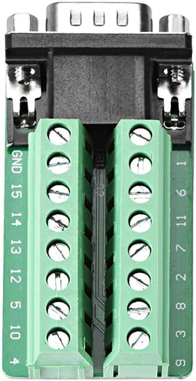 Alt view image 3 of 3 - D-sub DB15 Breakout Board Connector 15 Pin 3-row Male Port Solderless Terminal Block Adapter with Positioning Nuts