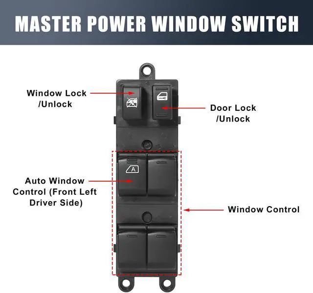 Alt view image 3 of 7 - 25401-EA003 Car Power Window Switch for Nissan Frontier Xterra 2005 2006 2007 2008 2009 2010 2011 2012