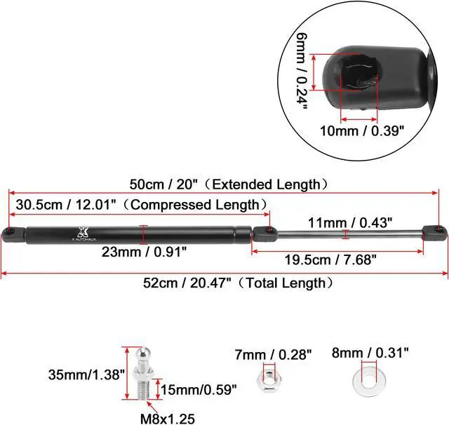 Alt view image 2 of 7 - 2pcs 20inch 120Lb Black Universal Gas Spring Shock Lift Supports Gas Struts for RV Car Boat