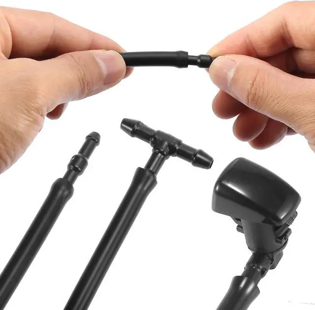 Alt view image 6 of 7 - Front Windshield Washer Nozzles Kit with 2 Meters Windshield Washer Hose and 3 Connectors for Cadillac CTS 2008-2015 for Toyota Tacoma 1995-2004 25815793 85381-04030