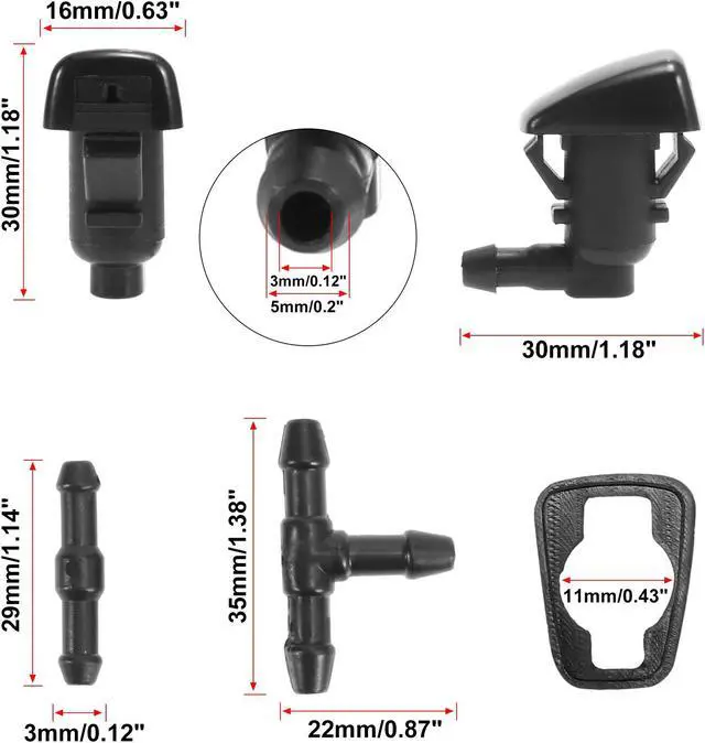 Alt view image 3 of 7 - 7pcs Front Windshield Washer Nozzles for Grand Cherokee for Saturn 2 Meters Windshield Washer Hose with 2pcs Connectors Replaces 55079049AA