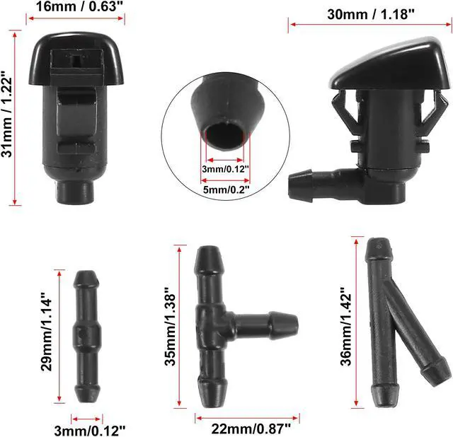 Alt view image 3 of 7 - Front Windshield Washer Nozzles Kit with 2 Meters Windshield Washer Hose and 3 Connectors 15247800 for GMC Saturn Aura 2007-2010
