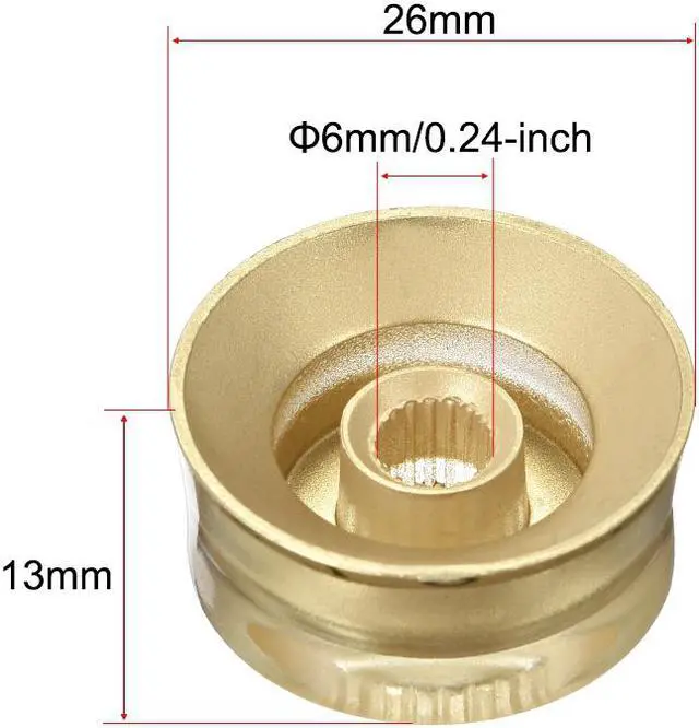 Alt view image 2 of 3 - 2pcs Gold Tone 6mm Potentiometer Control Knobs For LP Electric Guitar Acrylic Volume Tone Knob