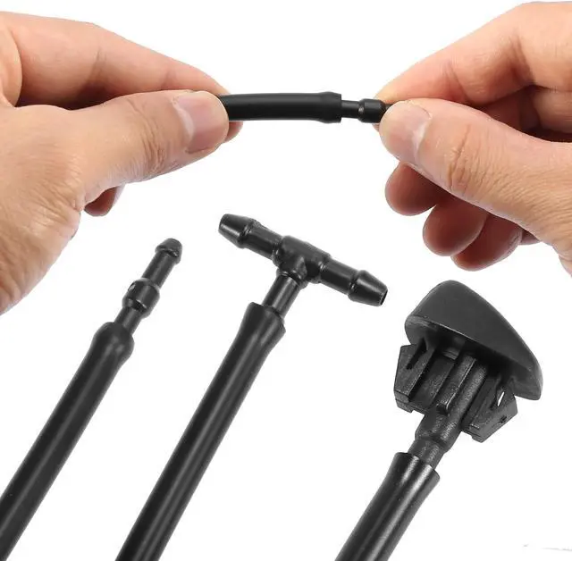 Alt view image 6 of 7 - Front Windshield Washer Nozzles Kit with 2 Meters Windshield Washer Hose and 3 Connectors KD45-67-510 for Mazda 3 5 6 CX-3 CX-5  CX-7 CX-9