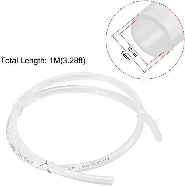 Alt view image 3 of 3 - Nylon Tubing,12mm ID x 14mm OD,3.28Ft Length,Fuel Line Plastic Tubing,Pneumatic Hose Tube,for Air Brake System Or Fluid Transfer,Translucent