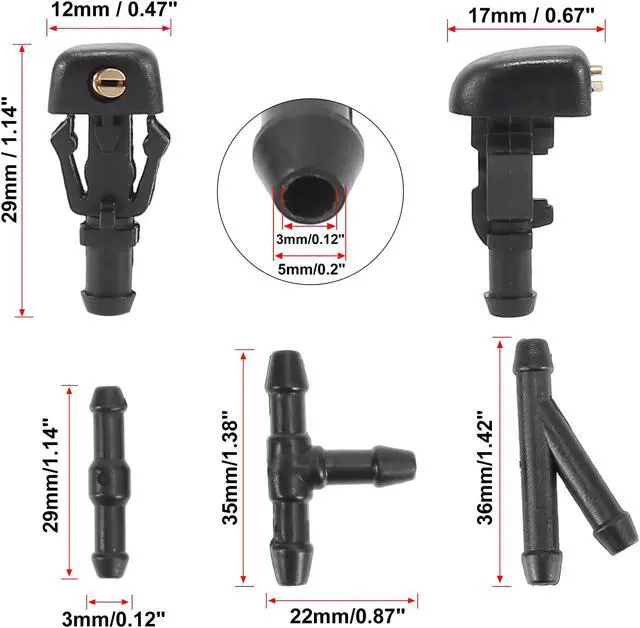 Alt view image 3 of 7 - Front Windshield Washer Nozzles Kit with 2 Meters Windshield Washer Hose and 3 Connectors 28931-7S000 for Nissan Titan 2004-2015