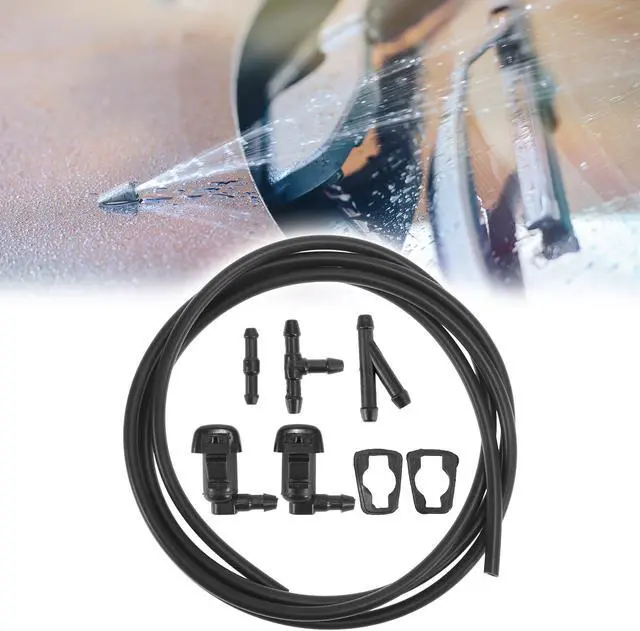 Alt view image 2 of 7 - Front Windshield Washer Nozzles Kit with 2 Meters Windshield Washer Hose and 3 Connectors for Cadillac CTS 2008-2015 for Toyota Tacoma 1995-2004 25815793 85381-04030