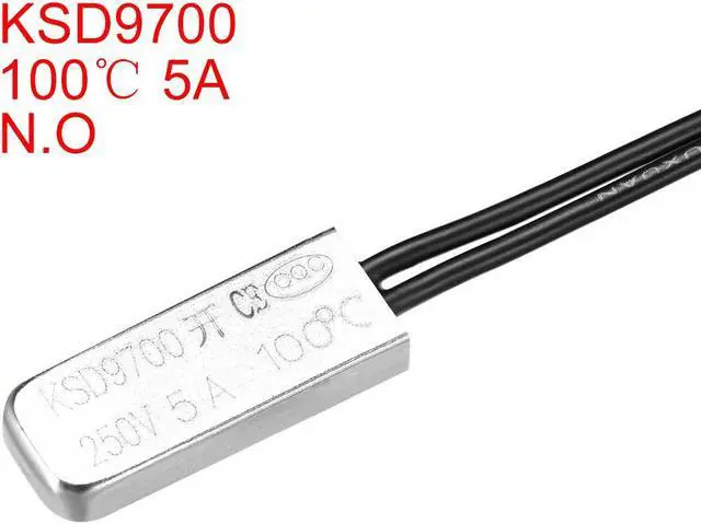 Alt view image 2 of 3 - KSD9700 Thermostat, 100℃ Normally Open Temperature Switch Thermal Switch, N.O 5A Metal Bimetal Temperature Controller 2pcs