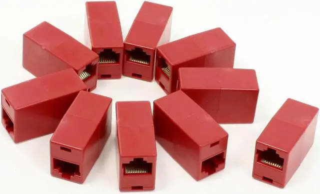 Main image of Unique Bargains RJ45 F/F LAN Network Inline Splitter Extender Coupler Red 10 Pieces