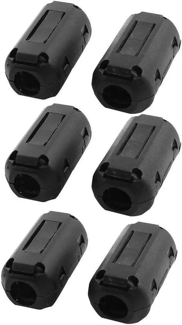 Main image of Unique Bargains 6Pcs 9mm Dia USB Cable Noise Suppressor Magnet Ferrite Core Wire Clip Black
