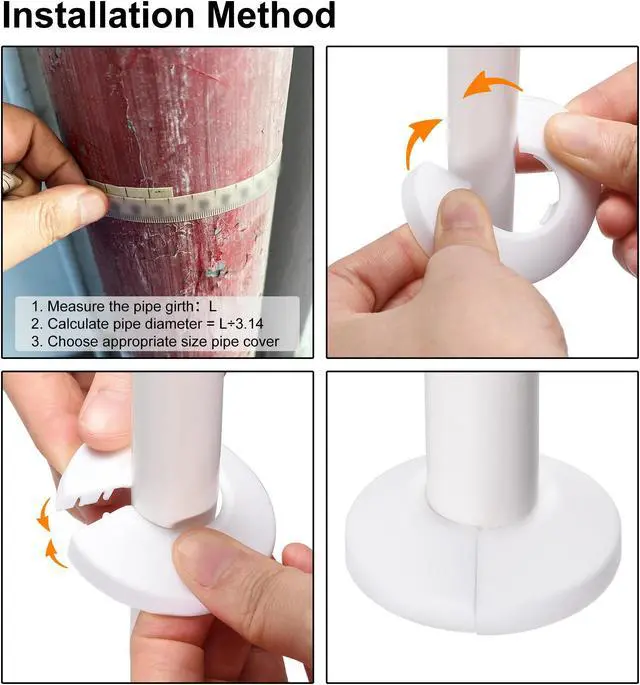 Alt view image 7 of 7 - Pipe Cover Decoration, 20mm PP Plastic Radiator Escutcheon Water Pipe Drain Line Cover Black 10pcs