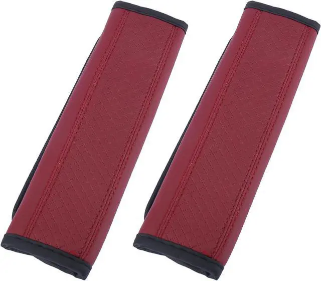 Main image of 2pcs Universal Seat Belt Shoulder Pad Soft Microfiber Leather Car Safety Strap Covers Neck Mat for Comfortable Driving Wine Red