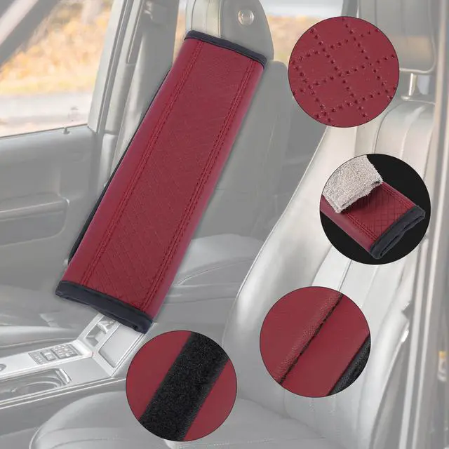 Alt view image 3 of 6 - 2pcs Universal Seat Belt Shoulder Pad Soft Microfiber Leather Car Safety Strap Covers Neck Mat for Comfortable Driving Wine Red
