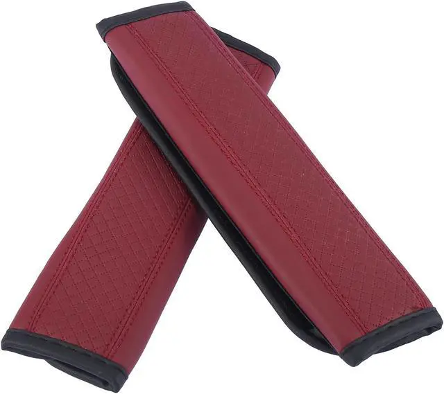 Alt view image 5 of 6 - 2pcs Universal Seat Belt Shoulder Pad Soft Microfiber Leather Car Safety Strap Covers Neck Mat for Comfortable Driving Wine Red
