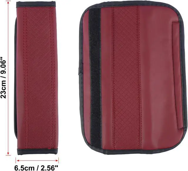 Alt view image 4 of 6 - 2pcs Universal Seat Belt Shoulder Pad Soft Microfiber Leather Car Safety Strap Covers Neck Mat for Comfortable Driving Wine Red