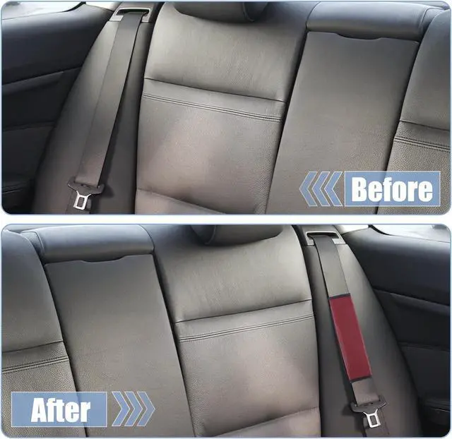 Alt view image 2 of 6 - 2pcs Universal Seat Belt Shoulder Pad Soft Microfiber Leather Car Safety Strap Covers Neck Mat for Comfortable Driving Wine Red