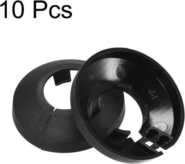 Alt view image 2 of 7 - Pipe Cover Decoration, 20mm PP Plastic Radiator Escutcheon Water Pipe Drain Line Cover Black 10pcs