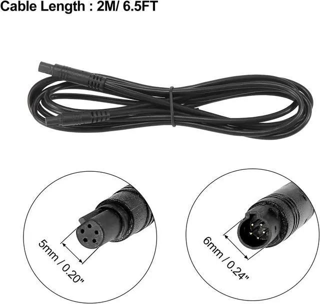 Alt view image 3 of 5 - 5 Pin 6.5ft 2m Backup Camera Extension Cable Dash Camera Cord Wires Car Rear View Camera