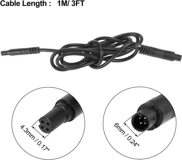 Alt view image 3 of 5 - 4 Pin 3ft 1m Backup Camera Extension Cable Dash Camera Cord Car Rear View Camera