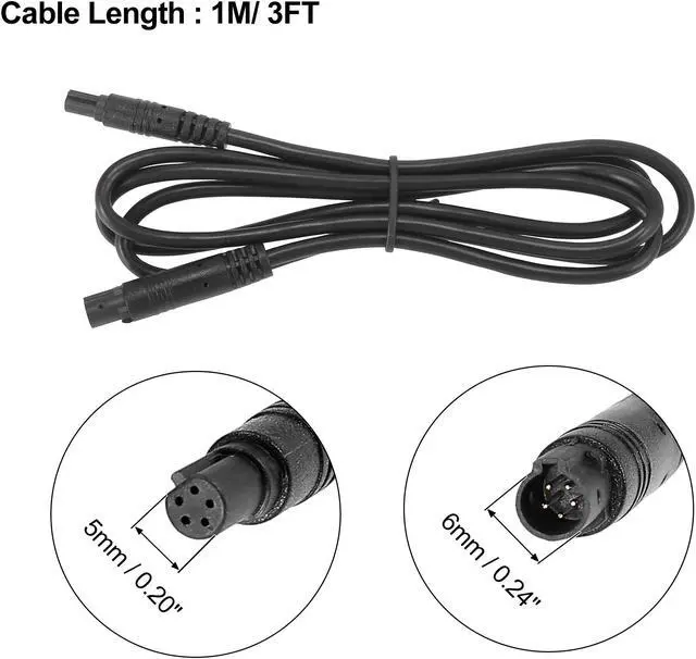 Alt view image 3 of 5 - 5 Pin 3ft 1m Backup Camera Extension Cable Dash Camera Cord Wires Car Rear View Camera