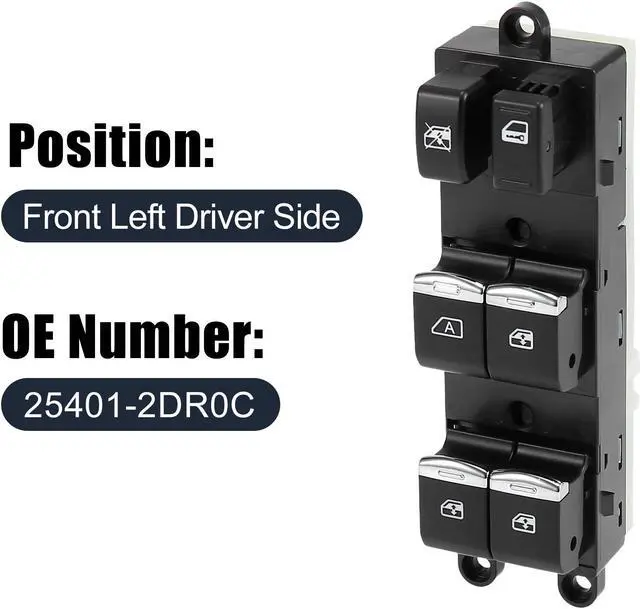 Alt view image 2 of 7 - Car Electric Power Master Window Control Switch Front Left Side 25401-2DR0C for Nissan Sentra 2007-2012