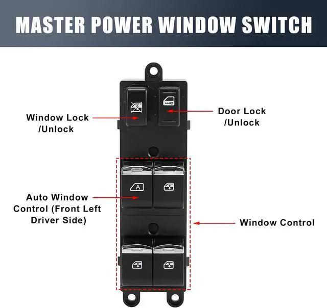 Alt view image 3 of 7 - Car Electric Power Master Window Control Switch Front Left Side 25401-2DR0C for Nissan Sentra 2007-2012