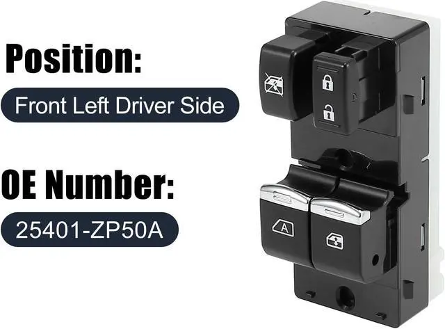 Alt view image 2 of 7 - Car Electric Power Master Window Switch Front Left Side 25401-ZP50A for Nissan Frontier 2007-2018