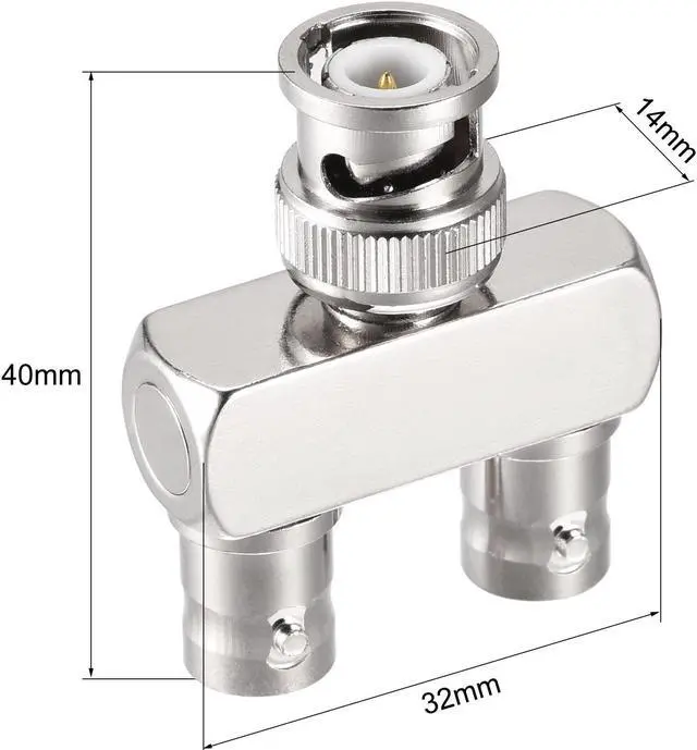 Alt view image 2 of 6 - BNC Y Splitter 1 Male Jack to 2 Female Adapter 3 Way RF Coaxial Connector for CCTV Camera, 4pcs
