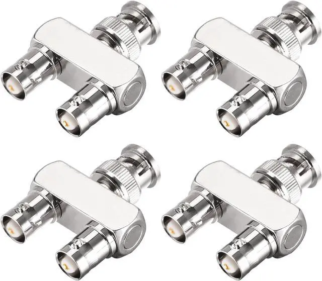 Main image of BNC Y Splitter 1 Male Jack to 2 Female Adapter 3 Way RF Coaxial Connector for CCTV Camera, 4pcs