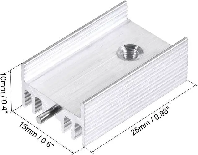 Alt view image 2 of 5 - 25mm x 15mm x 10mm TO-220 Aluminum Heatsink for Cooling MOSFET Transistor Diodes with a Support Pin 10pcs